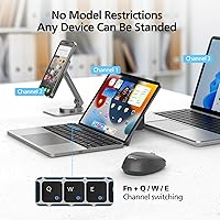 Vista 5 de MicroPack - Teclado Bluetooth plegable con panel táctil y soporte, cubierta de piel sintética, batería de 500 mAh. Teclado portátil ultrafino Gris