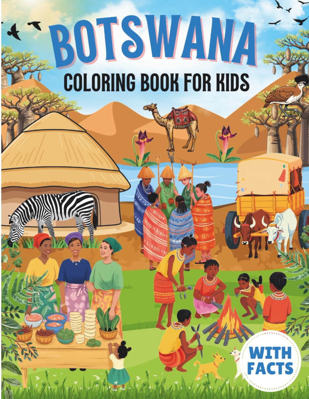 Botswana coloring book for kids with facts