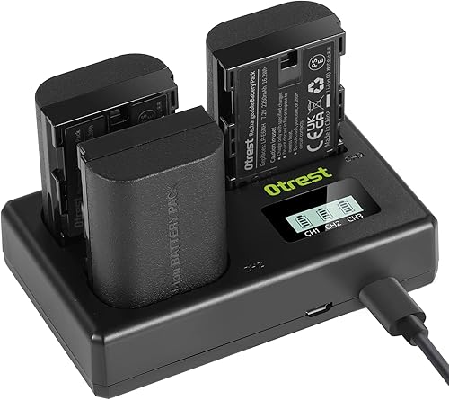 Paquete de 3 baterías y cargador LP-E6NH, baterías de repuesto de 2250 mAh para LP-E6NH y cargador USB de triple canal compatible con Canon EOS R7