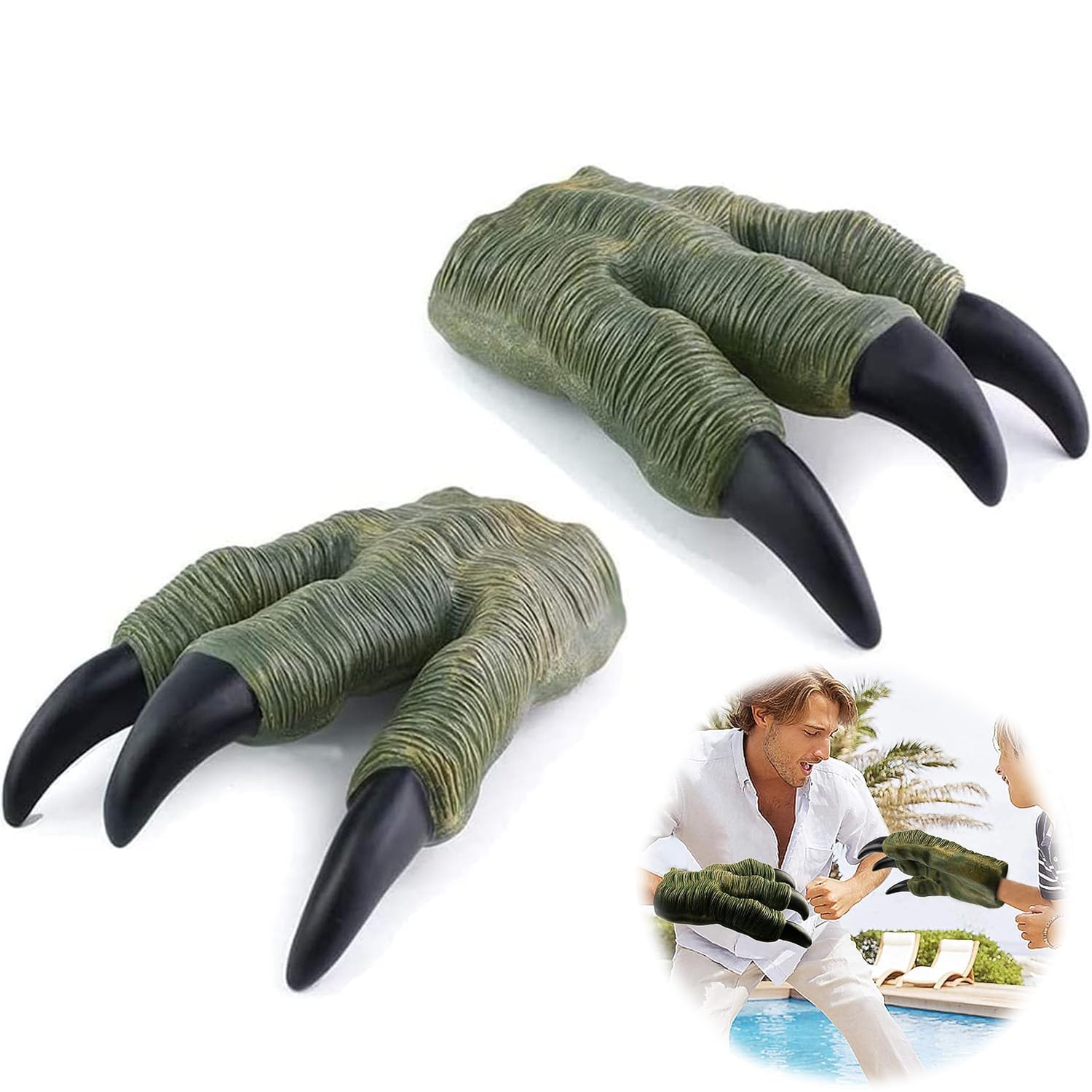 Dinosaur Hand Puppet Toy, Dinosaur Velociraptor Claws Hands, 2 PCS Paws Toys Soft Rubber Realistic for Adult Kids Cosplay, Dinosaur Claws Toys with Fun Design for Puppet Show, Gag Present