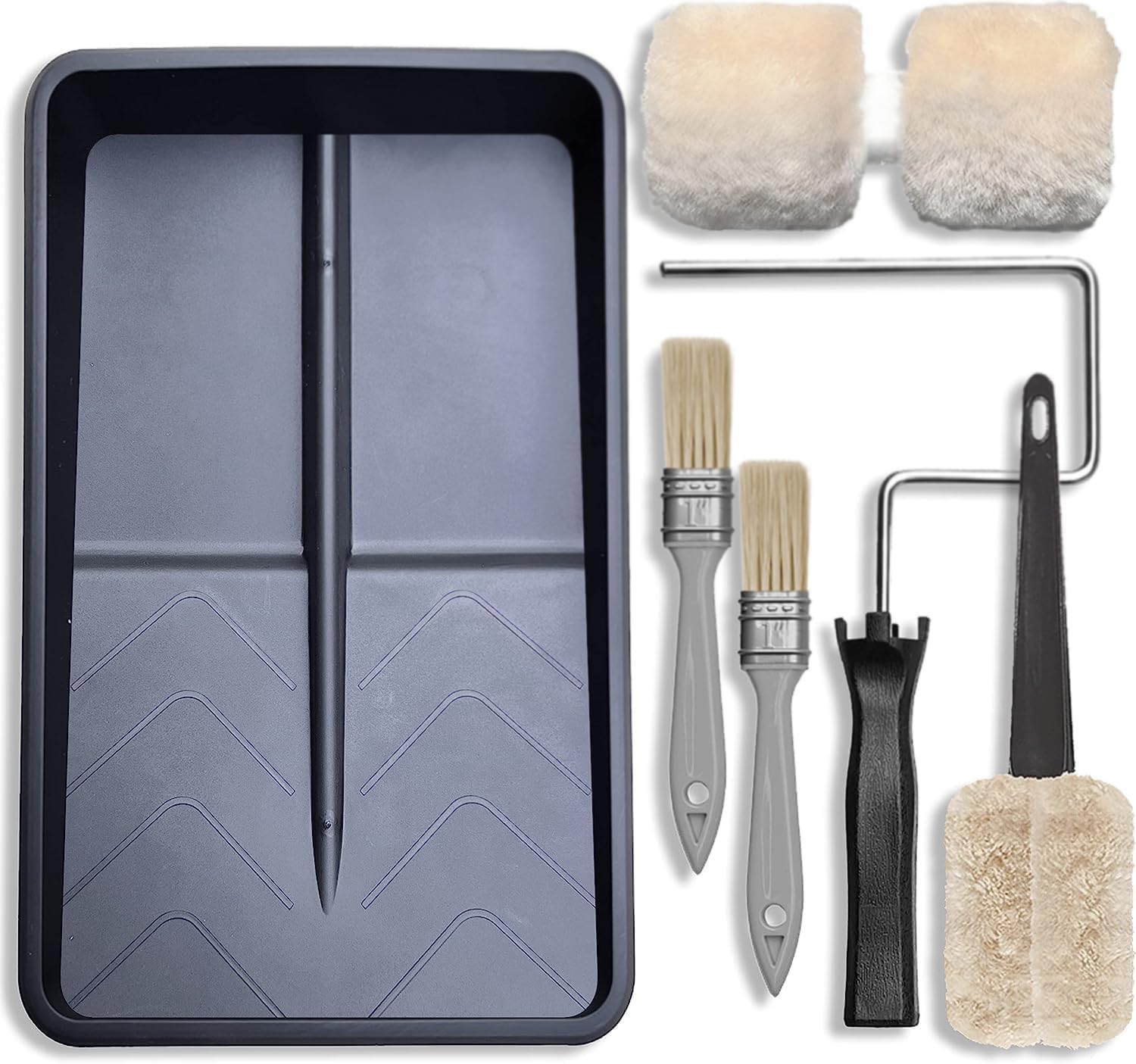 The WoolieMINI-Sized 6 inch Dual 2-Color Split Roller Faux Painting Beginner Starter KIT - Sheepskin/Lambswool Dual Roller (Beginner-Starter-KIT)