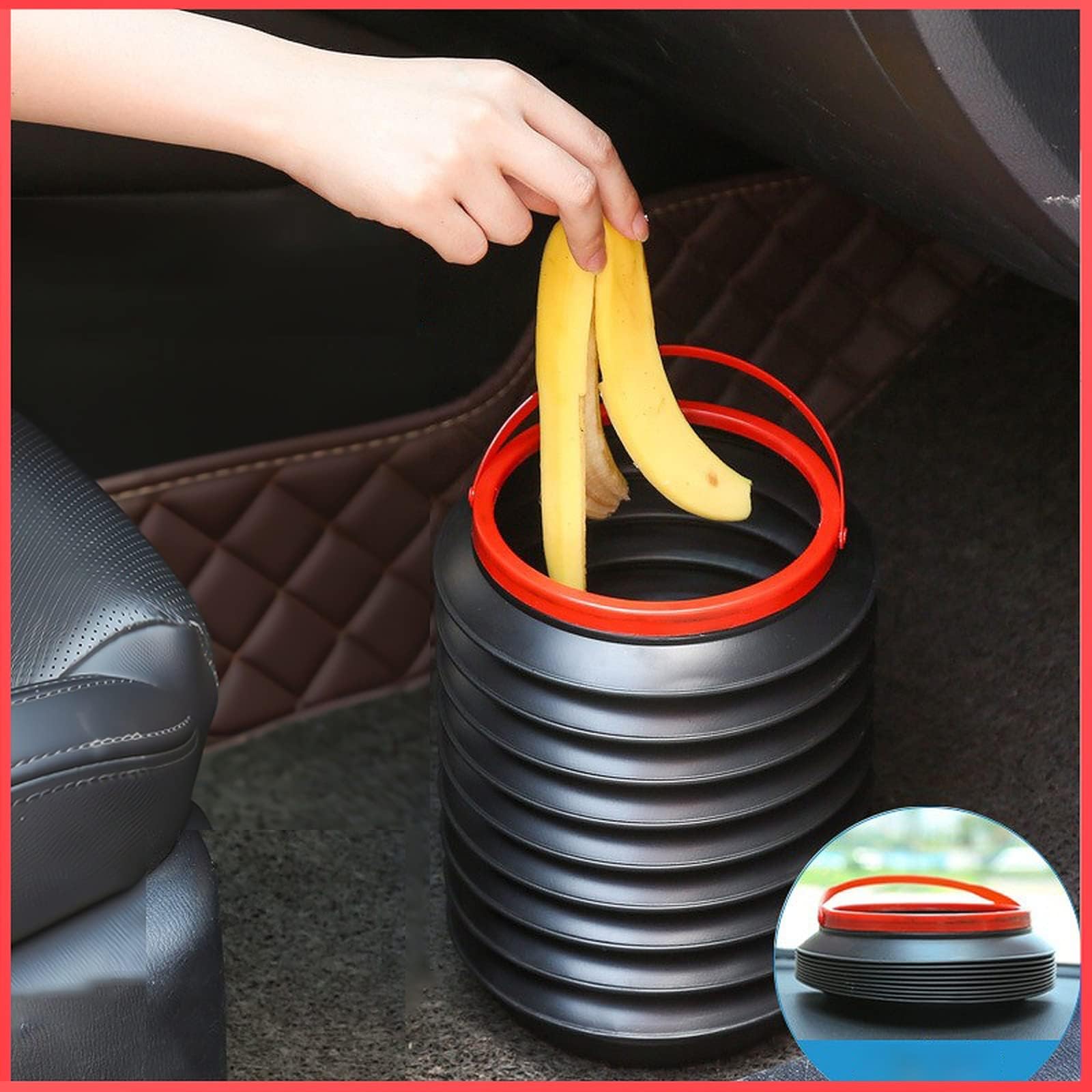 wolpin Polypropylene Mini Car ManualLift Trash Bin Can Holder Dustbin