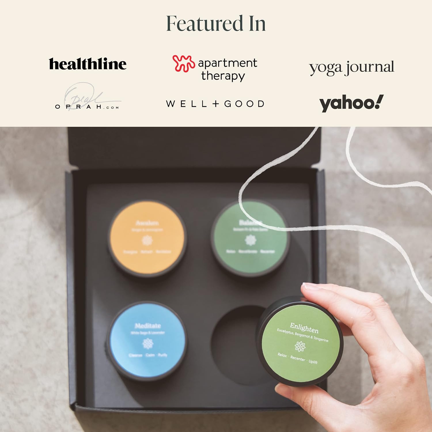 Mindful & Modern Natural Candle Gift Set | Palo Santo & Balsam Fir, Sage & Lavender, Ginger & Lemongrass, Eucalyptus, Bergamot & Tangerine | Stress Relief Aromatherapy Candles | Scented Home Fragrance : Health & Household