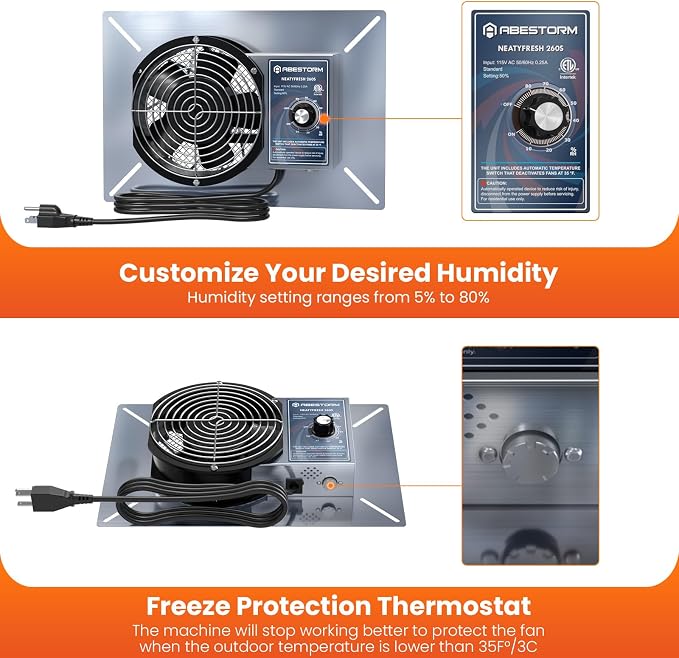 Ventilador de ventilación Abestorm 260CFM acero inoxidable miniatura 4