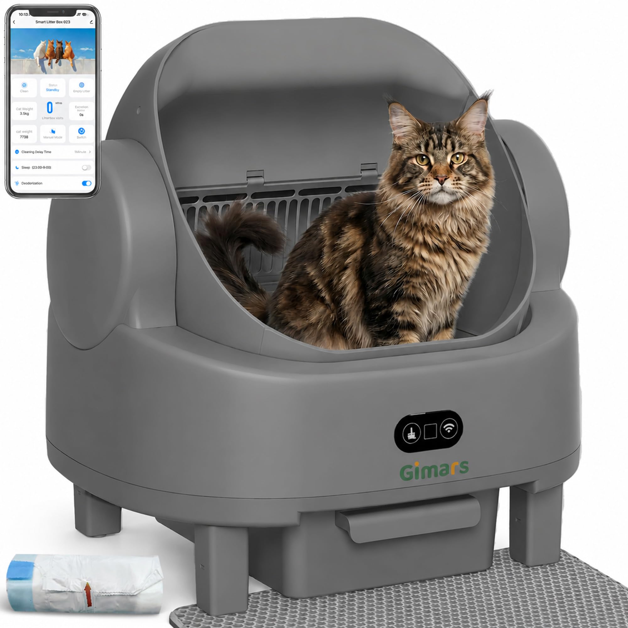 Photo 1 of Gimars Self-Cleaning Cat Litter Box with App Control - Gray