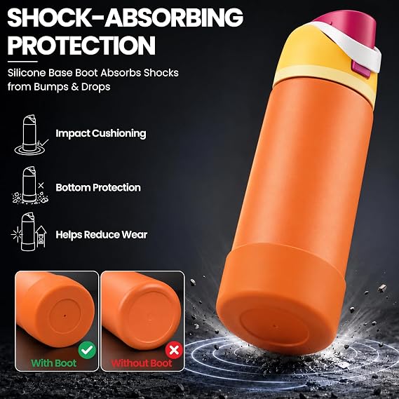 Linkidea 2 Pack Silicone Boot for Owala FreeSip Sports Bottle 32oz, Orange