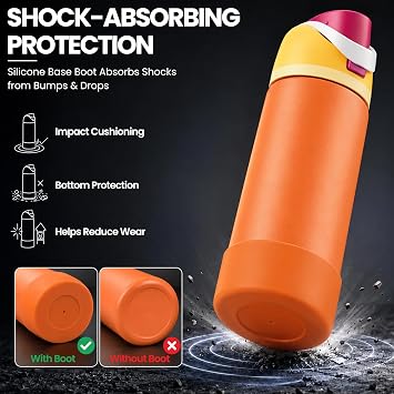 Linkidea 2 Pack Silicone Boot for Owala FreeSip Sports Bottle 32oz, Orange