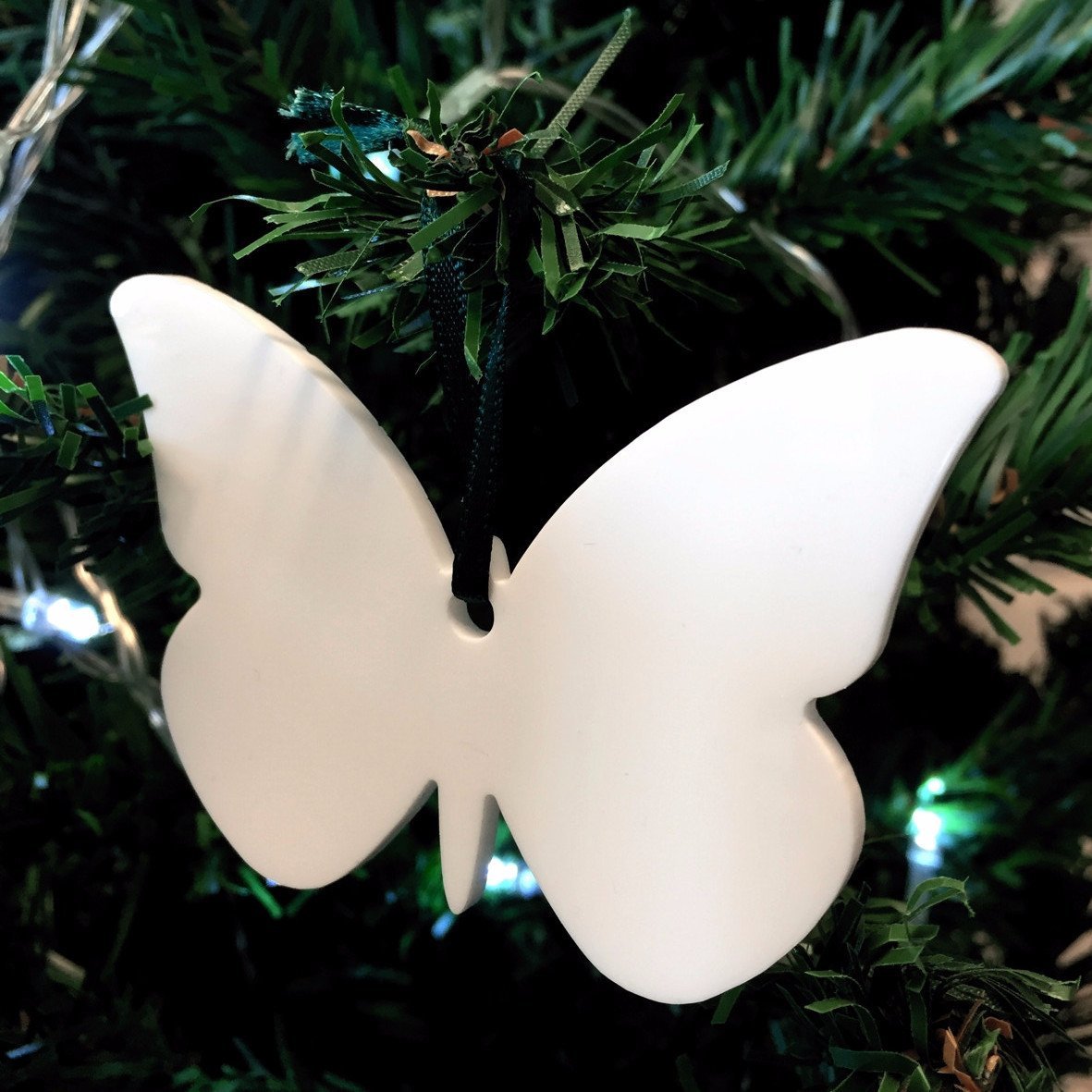 Servewell White Butterfly Christmas Tree Decoration - 3Mm Acrylic Ornament - Pack Of Ten