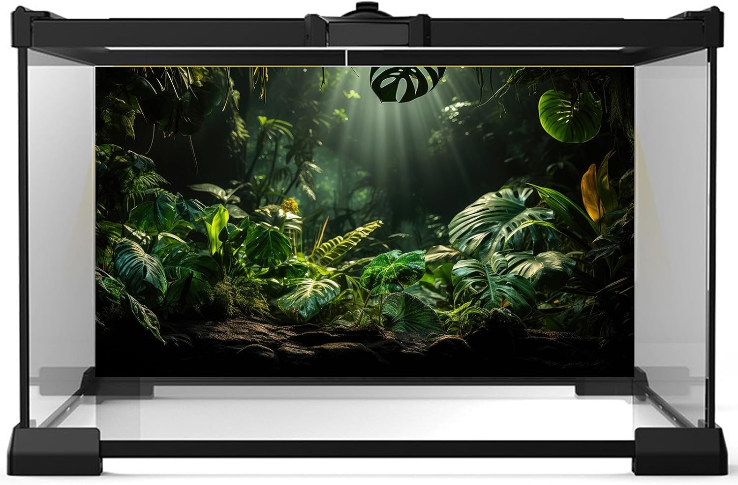 Tropical Leaf Aquarium Background Green Palm Leaves Fish Tank Background Nature View Sunrays Jungle Leaf Reptile Tank Backgrounds Misty Rainforest Plants Reptile Enclosure Backgrounds 72x24in