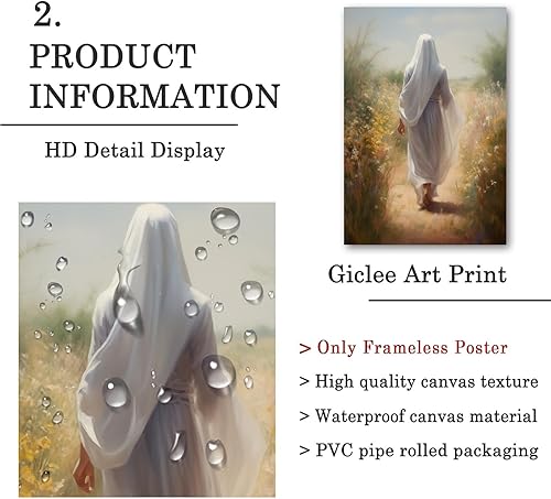 Vista 12 de Arte de pared de acuarela de Jesús, pintura en lienzo cristiano, imágenes de las Escrituras, decoración de pared, póster con versículos bíblicos