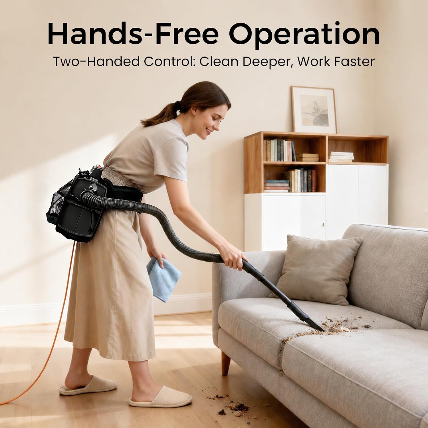 Waist Carrier Compatible with Hoover Portable Commercial Portapower Canister Vacuum CH30000 CH01005 Pack with Padded Shoulder Straps Cleaning Belt Attachments Worker Storage Accessories (black flower) image 4