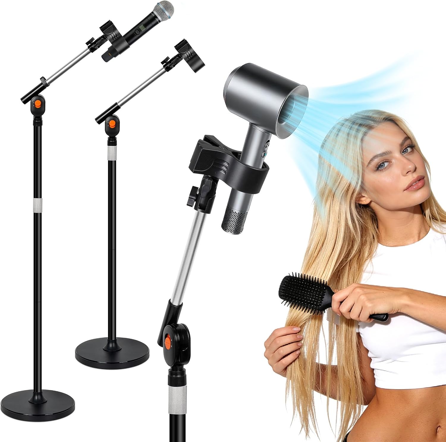 23.6–63" Adjustable Hair Dryer Stand Hands Free with Heavy Base