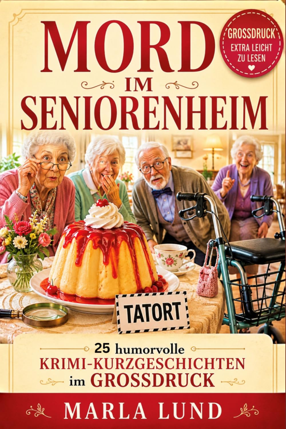 Mord im Seniorenheim – 25 humorvolle Krimi-Kurzgeschichten in Großdruck: Leichte Cozy-Crime Rätselgeschichten für Senioren – humorvoll, entspannt und ohne Gewalt zum Miträtseln