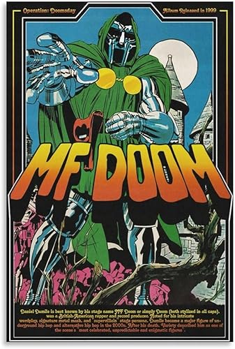 MF DOOM Doomsday Album Hip-hop Póster de música cómica para habitación, lienzo estético, arte de pared, decoración de dormitorio, 12 x 18 pulgadas