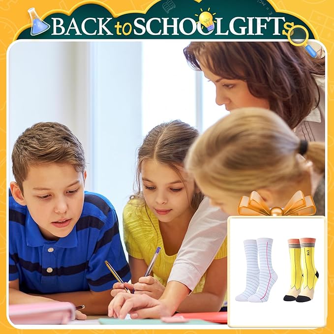 HAPPYPOP Medias Divertidas 2 Pares - Regalo Libro Escuela Adultos miniatura 9