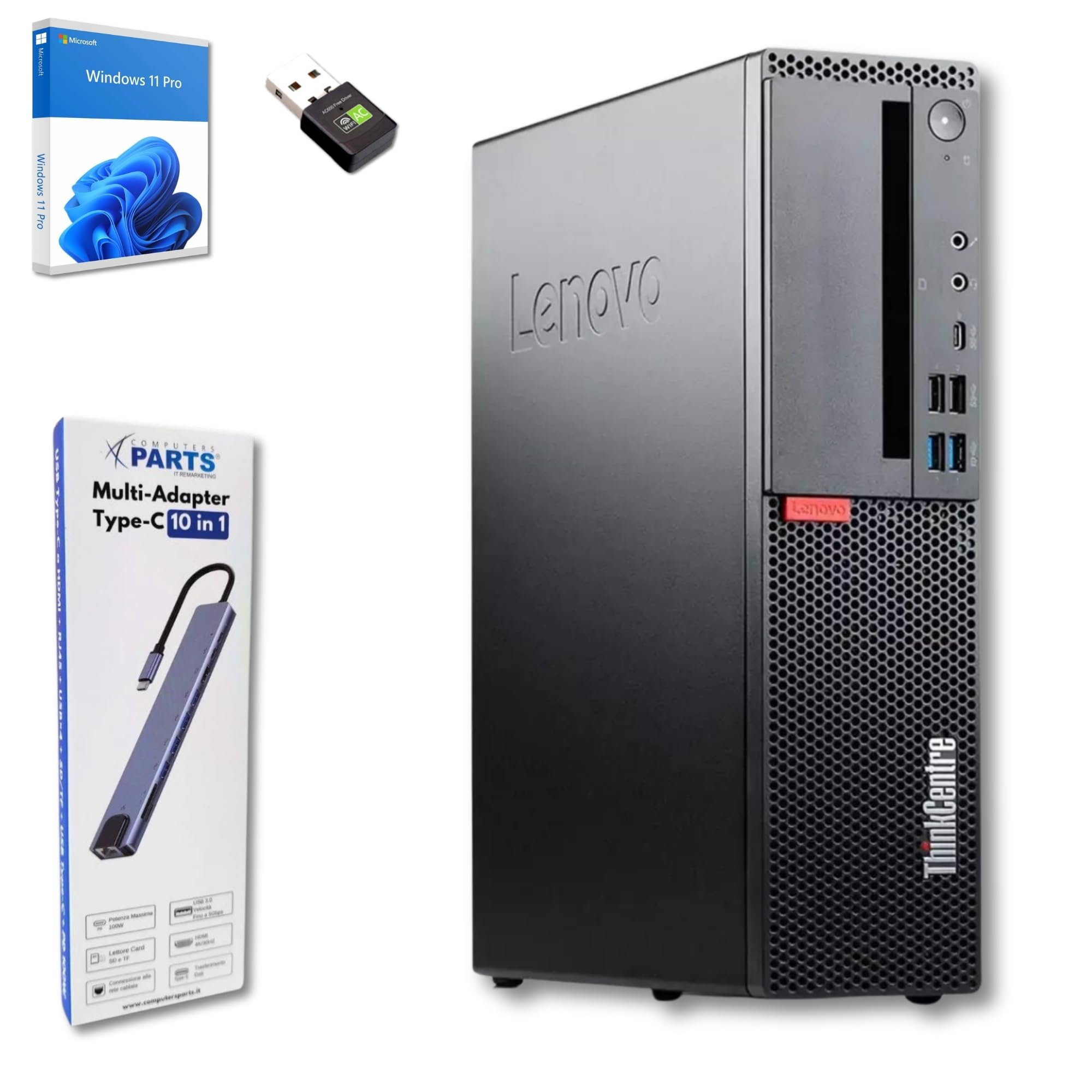 Lenovo ThinkCentre M720S Intel i7 8700 12 thread 4.60 GHz Business Office Multimedia Computer con 3 anni di garanzia! - 16 GB - 1000 GB SSD - USB 3.0 - WLAN - Windows 11 Prof. 64 bit - #8268