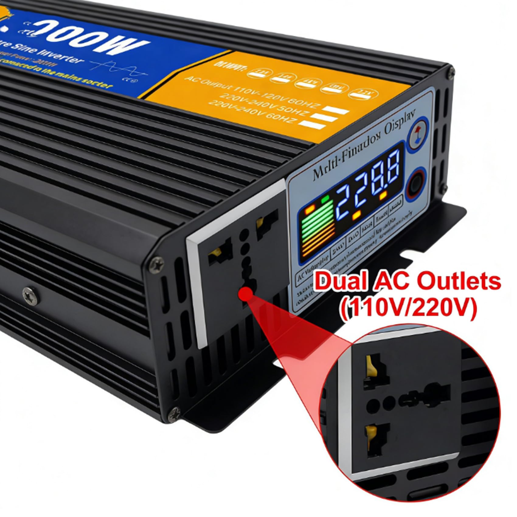 48v to 230v,Przetwornica czystej fali sinusoidalnej 72V na 110V, 3000W 12V/24V/48V/60V/72V DC na 110V/230V AC, z wyświetlaczem LCD, do zastosowań w solarnych systemach off-grid