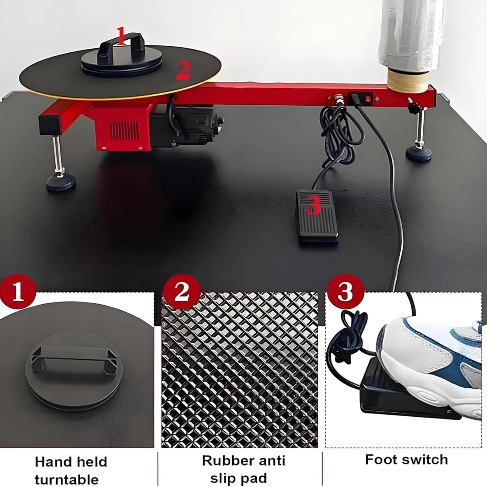 Machine d'emballage électrique à film plat, distributeur film étirable, machine d'emballage, distributeurs électriques table pour film étirable sur palettes, diamètre plateau tournant : 40 cm