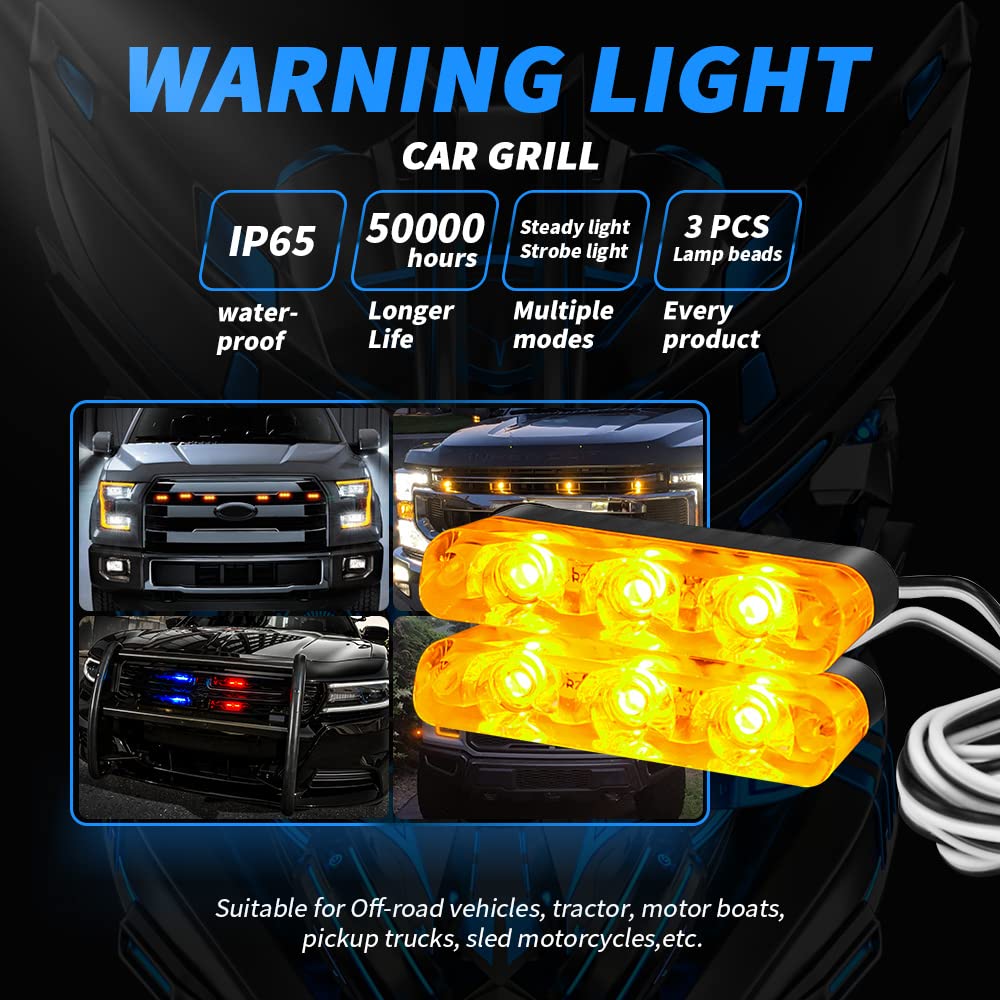 2 Uds LED 3Smd Coche Camión FSO Intermitente Bomberos Automóviles Estroboscópico Advertencia Policía Luz Ambulancia Emergencia Intermitente DRL Ámbar Blanco,Red Blue
