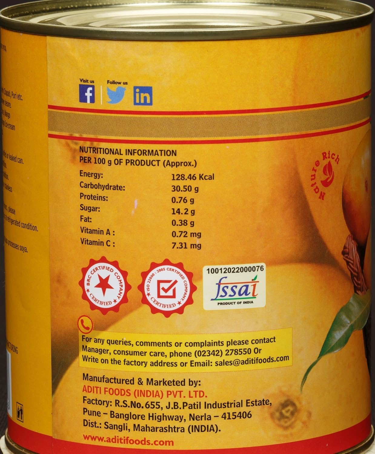 Ratnagiri Alphonso Mango Pulp, 30.34 oz / 860 g