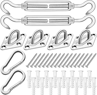 Sun Shade Sail Hardware Kit, 40 Pcs Stainless Steel,Shade Sail Installation Accessories for Triangle Square Rectangle Shade Sail