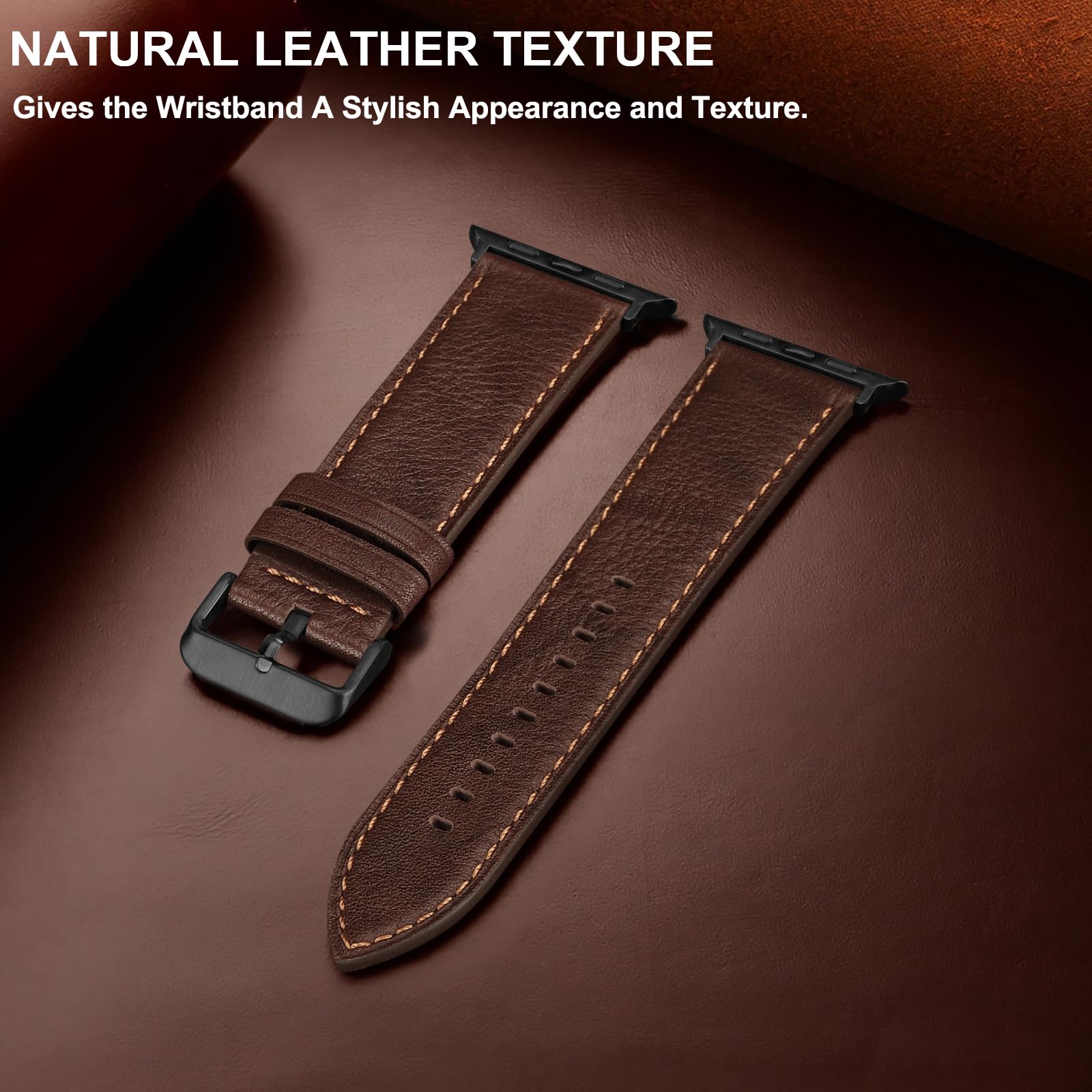 Bisikor Kompatybilny z Apple Watch Band 49 mm 45 mm 44 mm 42 mm 41 mm 40 mm 38 mm, pasek z prawdziwej skóry do iWatch Ultra SE2, SE Series 9, 8, 7, 6, 5, 4, 3, 2, 1,