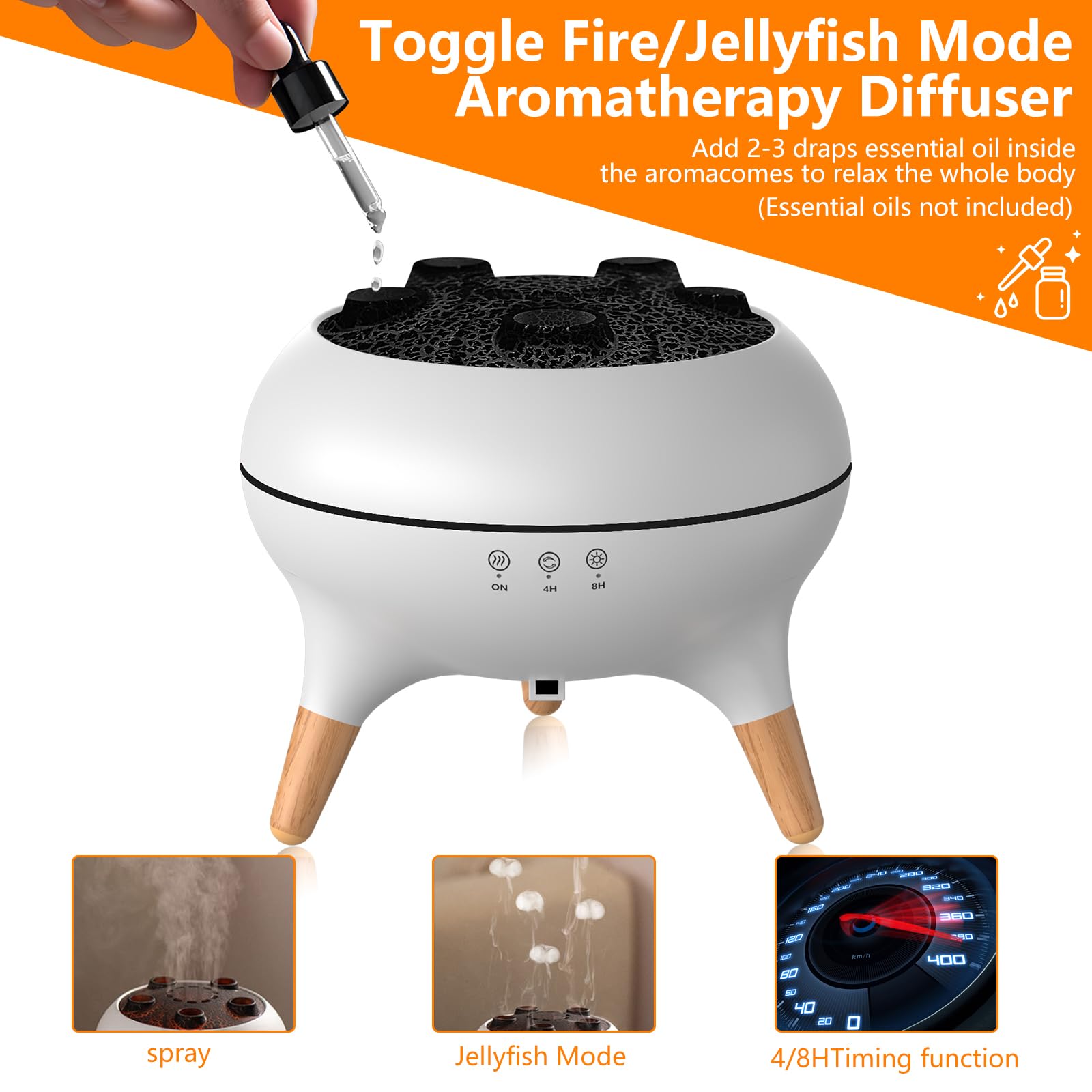 Flame Aroma Diffuser, 250 ml Humidifier Bedroom, 2 Spray