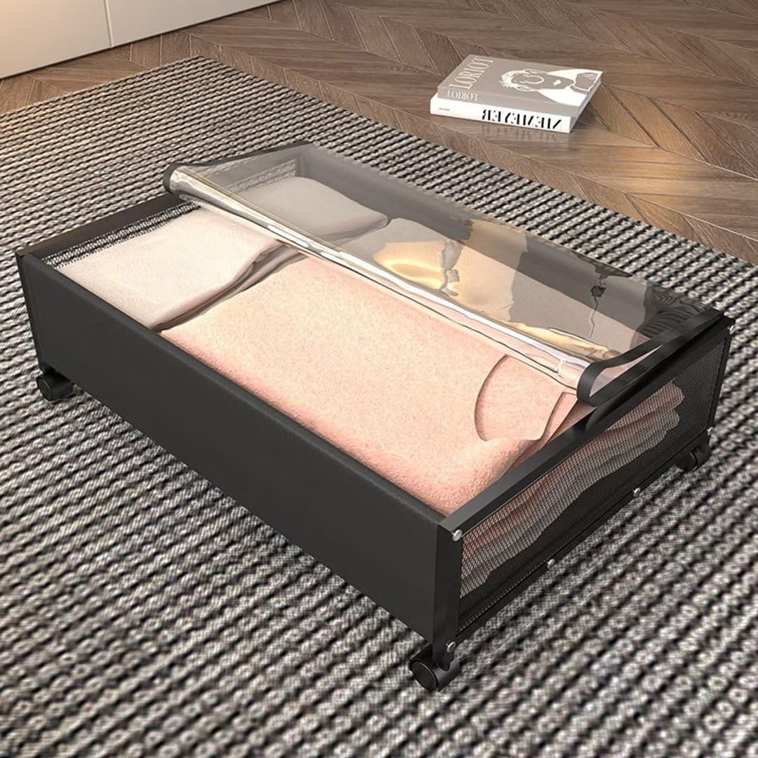 Unterbett-Aufbewahrungsboxen mit Rollen – Kleider-Organizer mit Deckel für einfache Lagerung – platzsparende Lösung für Schlafzimmer