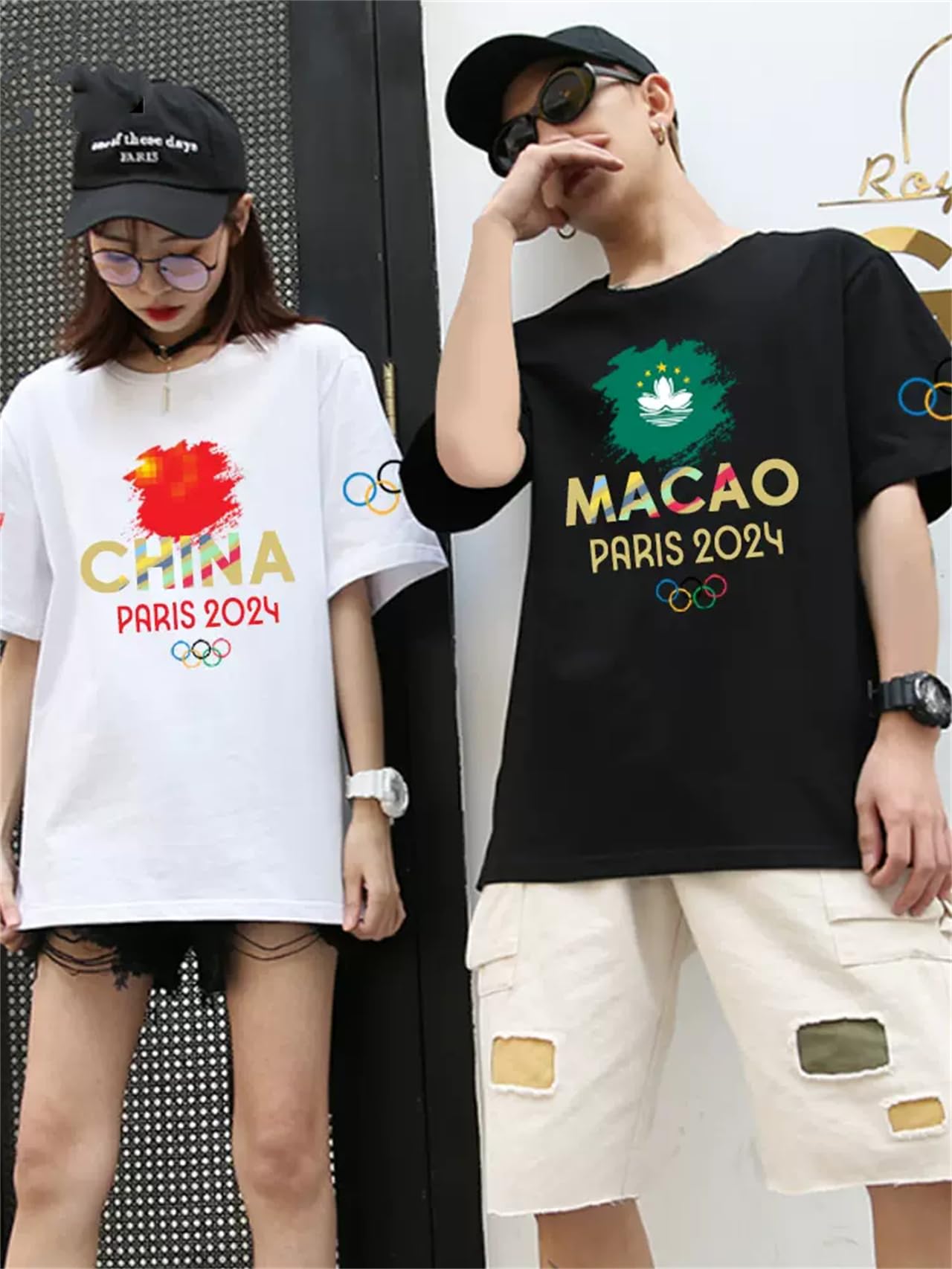 Amazon.co.jp: 2024フランスオリンピック 周辺服 黒いTシャツ 応援衣装