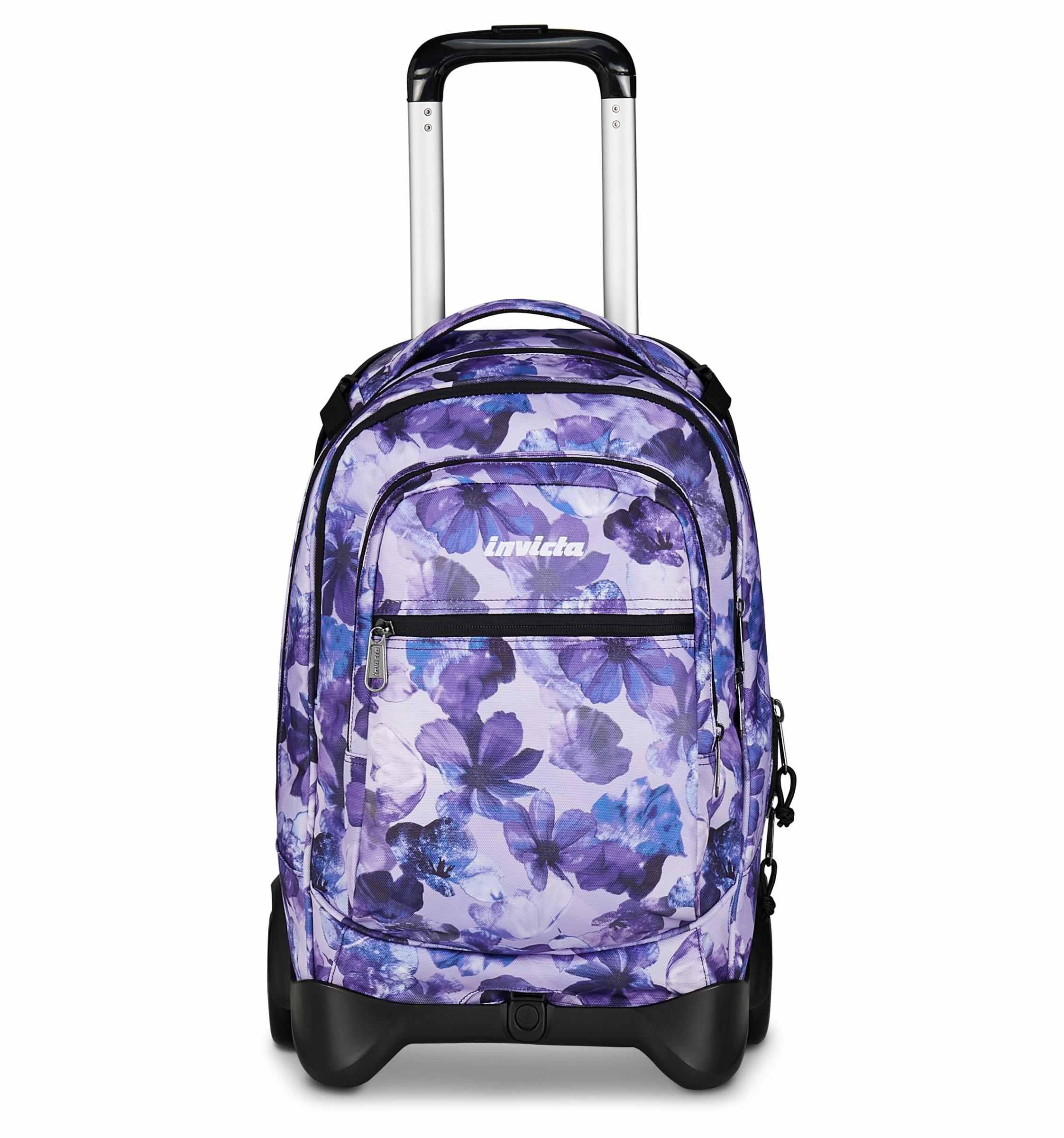 Invicta Trolley Scuola Plug, Viola, 3 in 1, Zaino Doppio Scomparto Con Carrello Sganciabile, Tasca Per PC, Tasca Per Borraccia, 34 lt, Scuola Media e Superiore, Viaggio, Zaino Ragazza