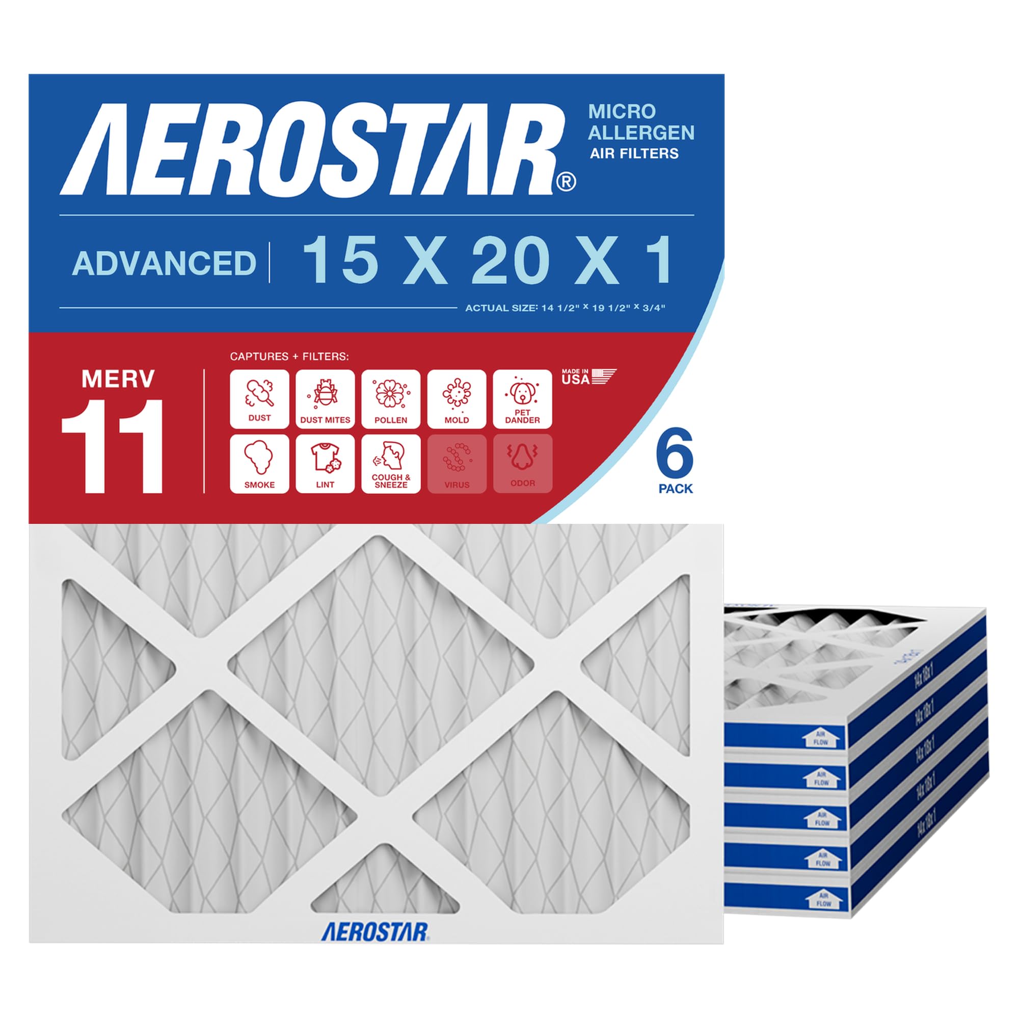 Filtre air Aerostar MERV 11 de 2.5 cm haute efficacite pour chauffage
