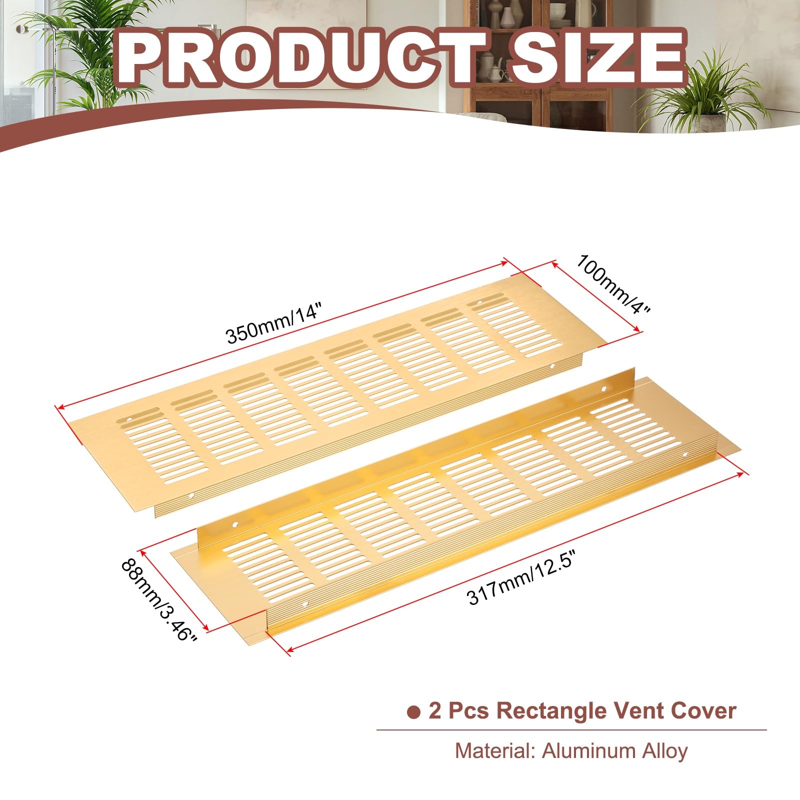 PATIKIL 10cm x 35cm Rectangle Ventilation Grille - Image 2
