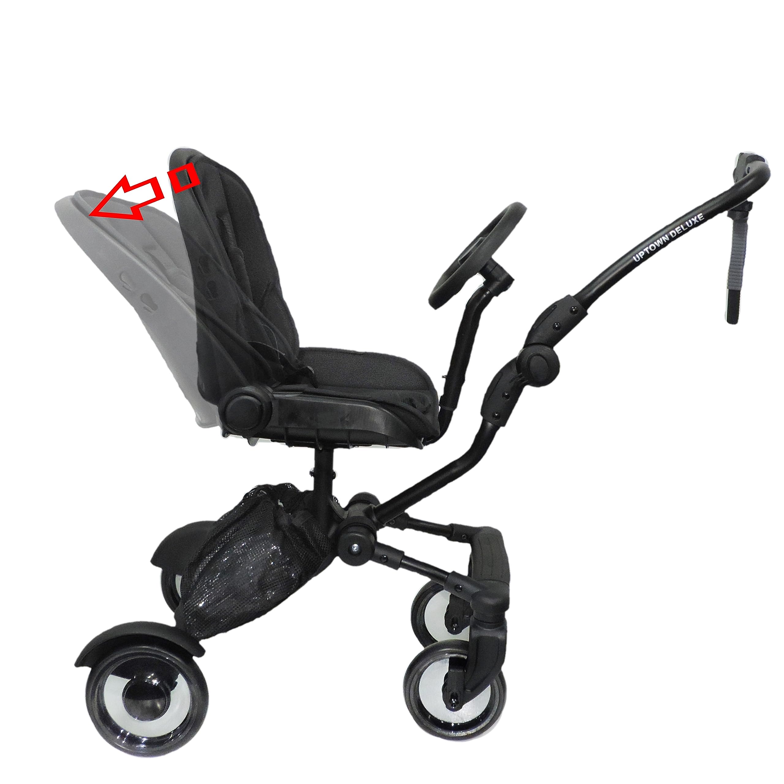 Eichhorn Uptown-Rider Deluxe Geschwistersitz Anhänger für Kinderwagen inklusive Regenschutz und Sonnenverdeck, Schwarz