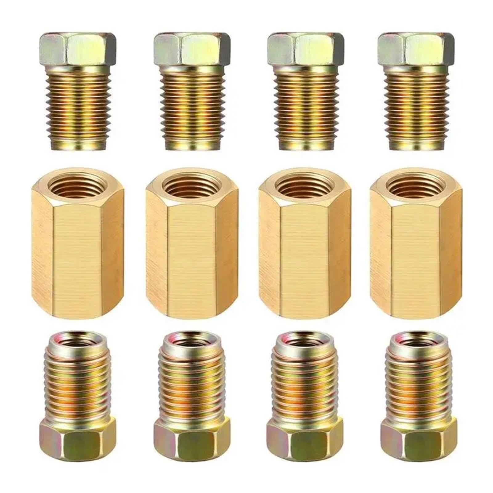Aqyhsotw One Color Brake Line Fittings,12Pieces Car Unions 3/16-24 Threads Assortment, For 1/4” Brake Line Tube Fittings ﻿ Brake Lines Kit