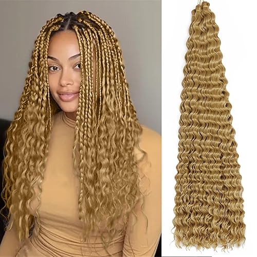Miniatura 7 de Extensiones de cabello sintético de 22 pulgadas Ocean Wave de 22 pulgadas, extensiones de cabello sintético rizado para mujeres negras (22 pulgadas