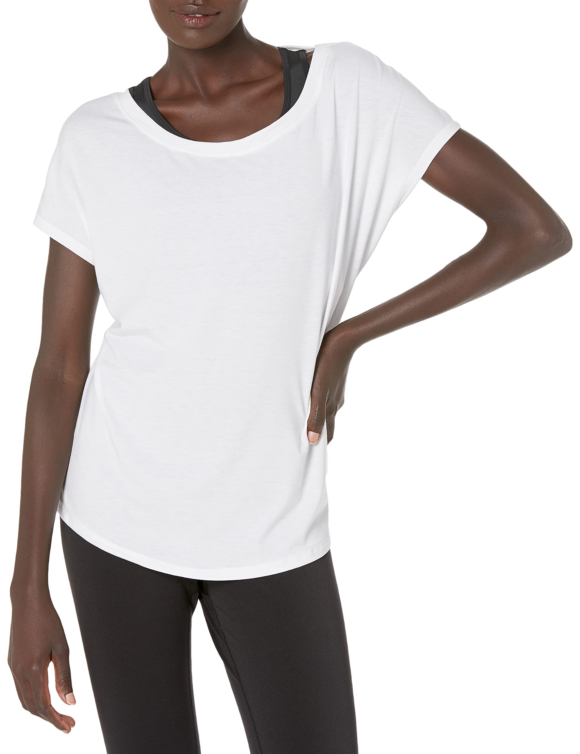 Photo 1 of Amazon Essentials Women's Studio Relaxed-Fit Open-Back Short-Sleeve T-Shirt Medium White