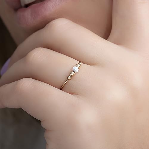 Miniatura 16 de Gold-Filled Anxiety Fidget Ring With Blue Opal - One Size Anxiety Relief Ring With Beads - Fidget Spinner in 14K Gold - Meditation Fidget Ring