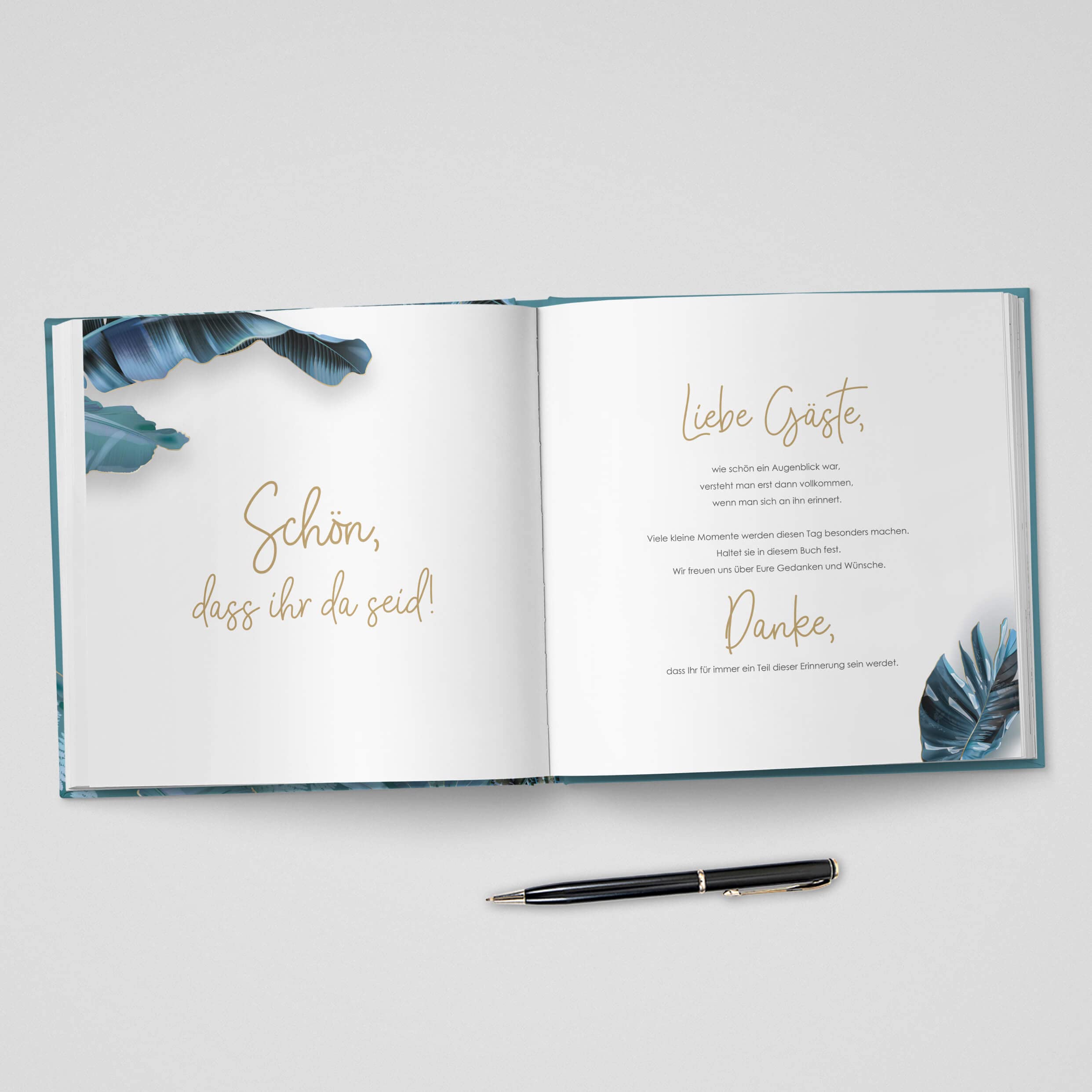 Gästebuch Hochzeit | mit Fragen - quadratisch | Mystery Gold | Hochzeitsgästebuch Hochzeitsalbum Hochzeitsbuch (türkis)