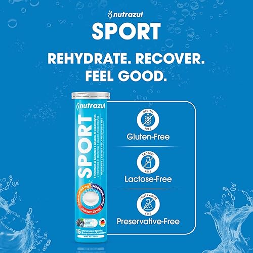 Miniatura 6 de nutrazul Tabletas efervescentes deportivas  Soporte de electrolitos y músculos  7 vitaminas y minerales para hidratación y energía  Sin cafeína