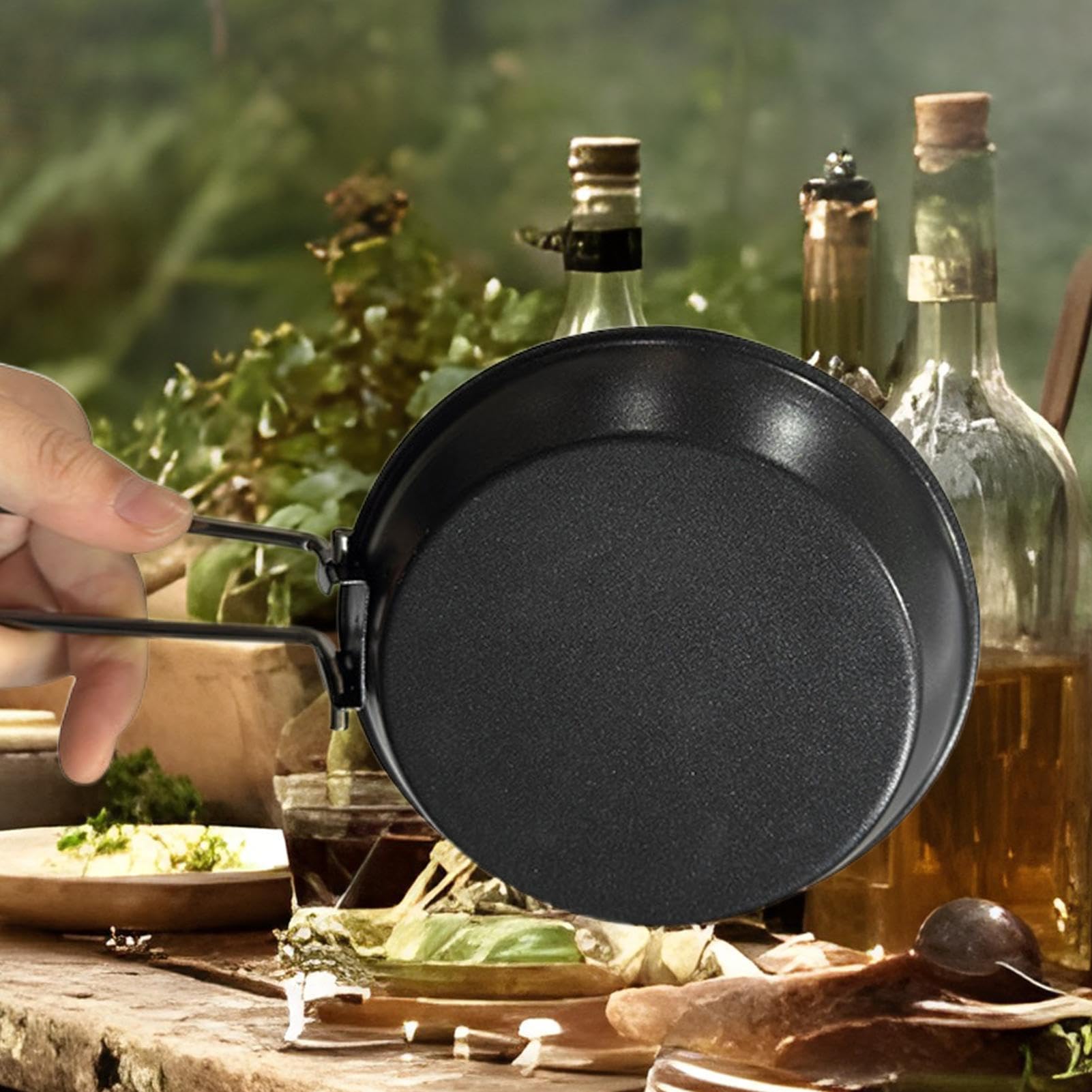 Generisch Camping Bratpfanne - Outdoor Bratpfanne 20 cm,Antihaft-Pfanne Mit Klappgriff Camping-Kochgeschirr Für Herd, Küche, Reisen, Picknick & Outdoor