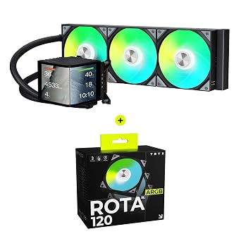 TRYX Panorama 360 ARGB Curved Screen 360mm AIO and ROTA SL ARGB 3in1 120mm Case Fan Bundle