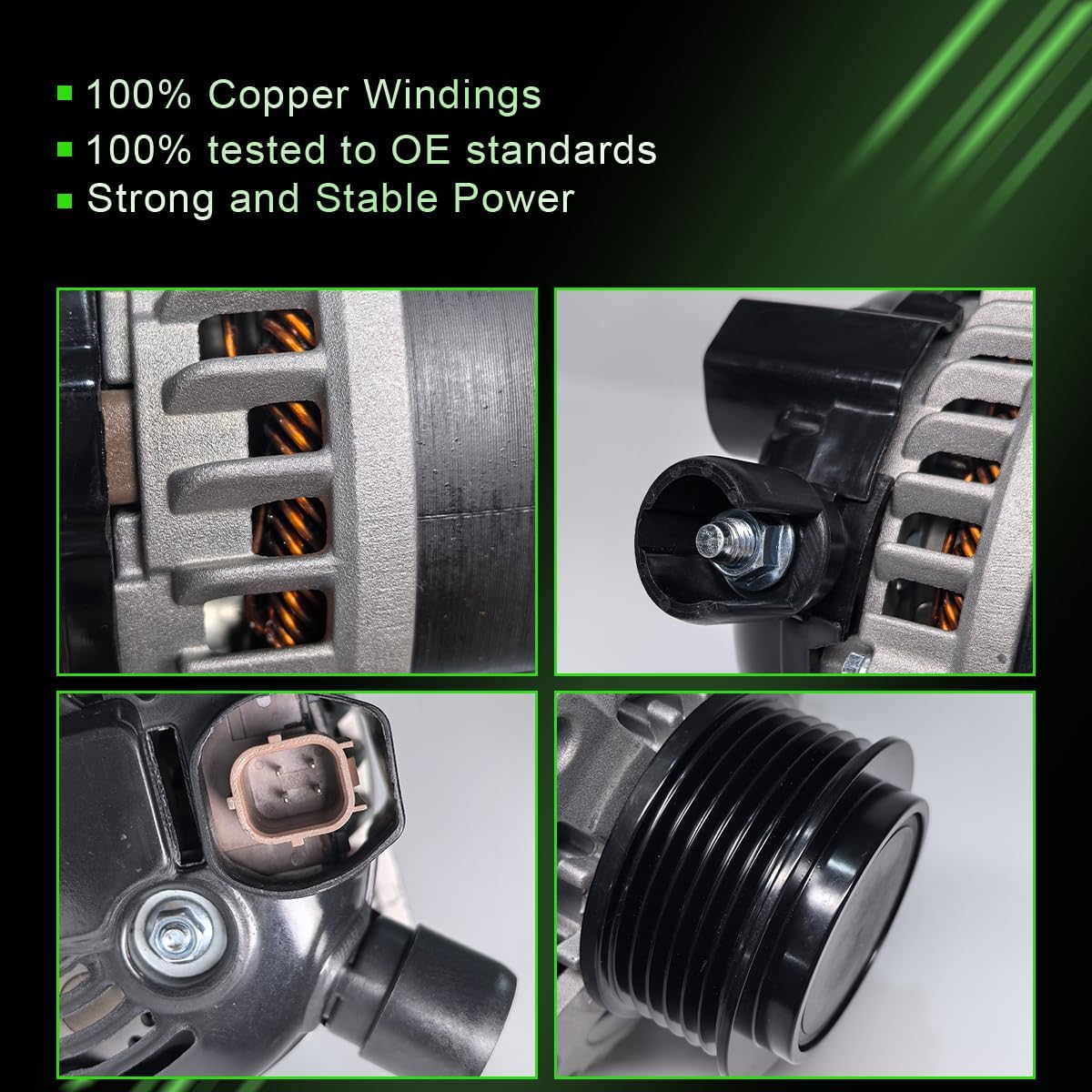 Alternator 11775 Compatible with Honda Odyssey 3.5L V6 2014-2017, Replaces OE# 400-52718R, 31100-RV0-A11, 14V 130Amp