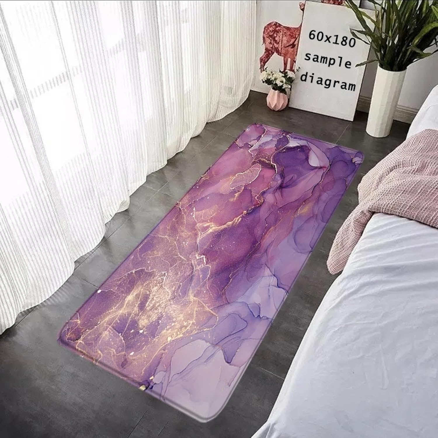 Living Room Rug Purple Marble Pattern Carpets Entrance Doormat Bathroom Floor Mats Carpet Anti Slip Home Kitchen Rugs 80x150cm