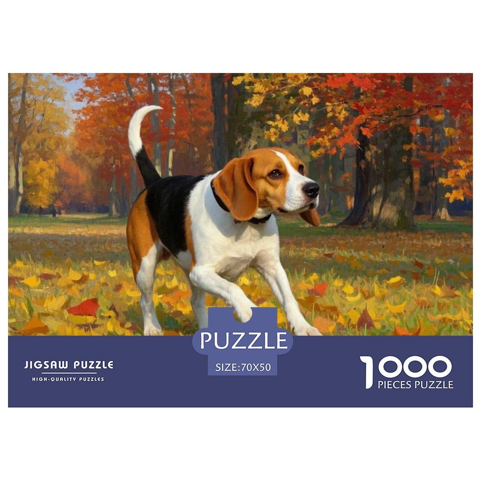 Beagle Dog Jigsaw Puzzles 1000 Pieces Challenge Game for Adults,Autumn Landscape Impossible Jigsaw Puzzle 1000 Piece Educational Game Home Decoration 70x50cm/1000pcs — image 1