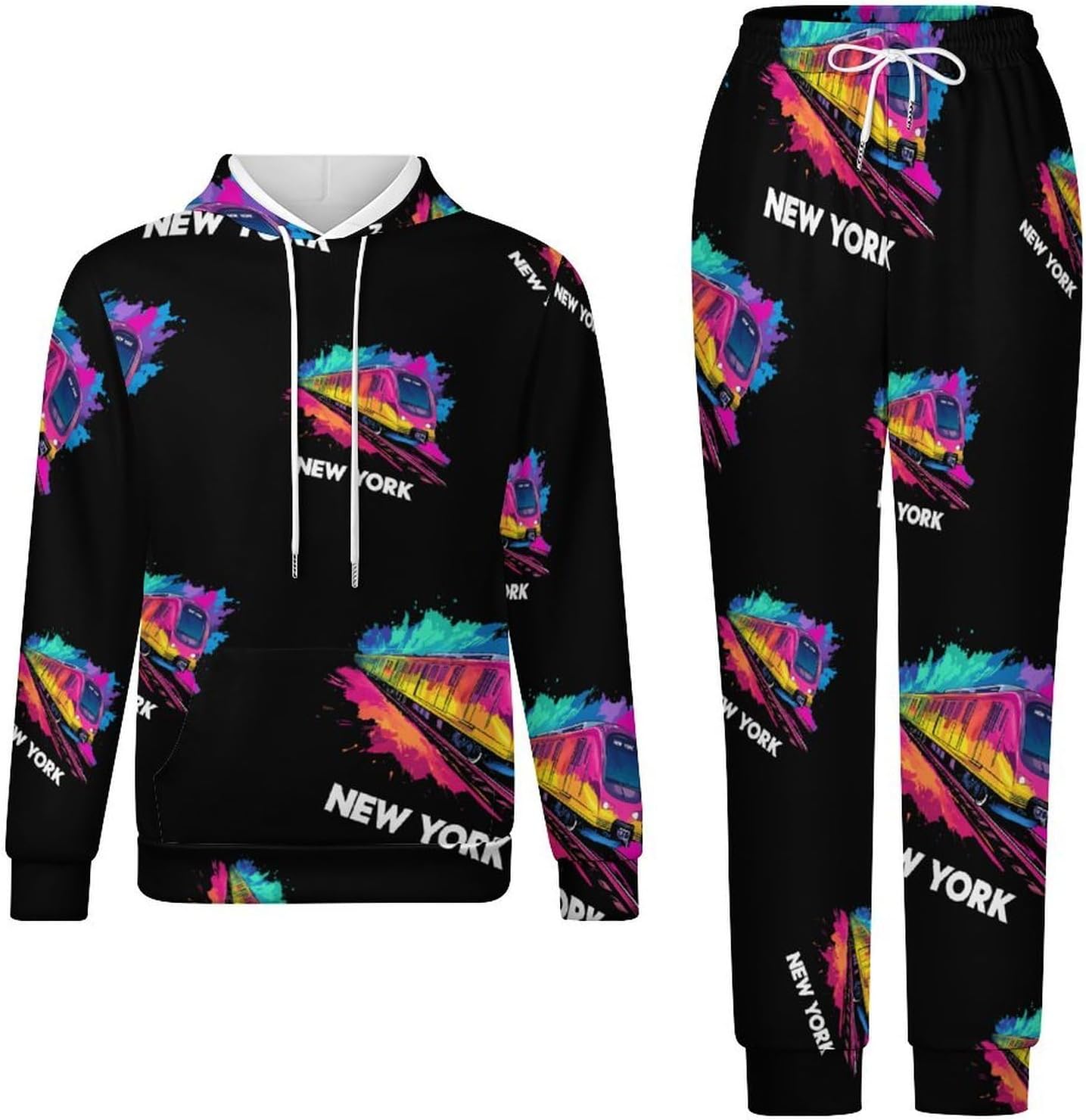 New York Train 2 Piece Tracksuits Sports Jogging Sweatsuits Set for Men Women