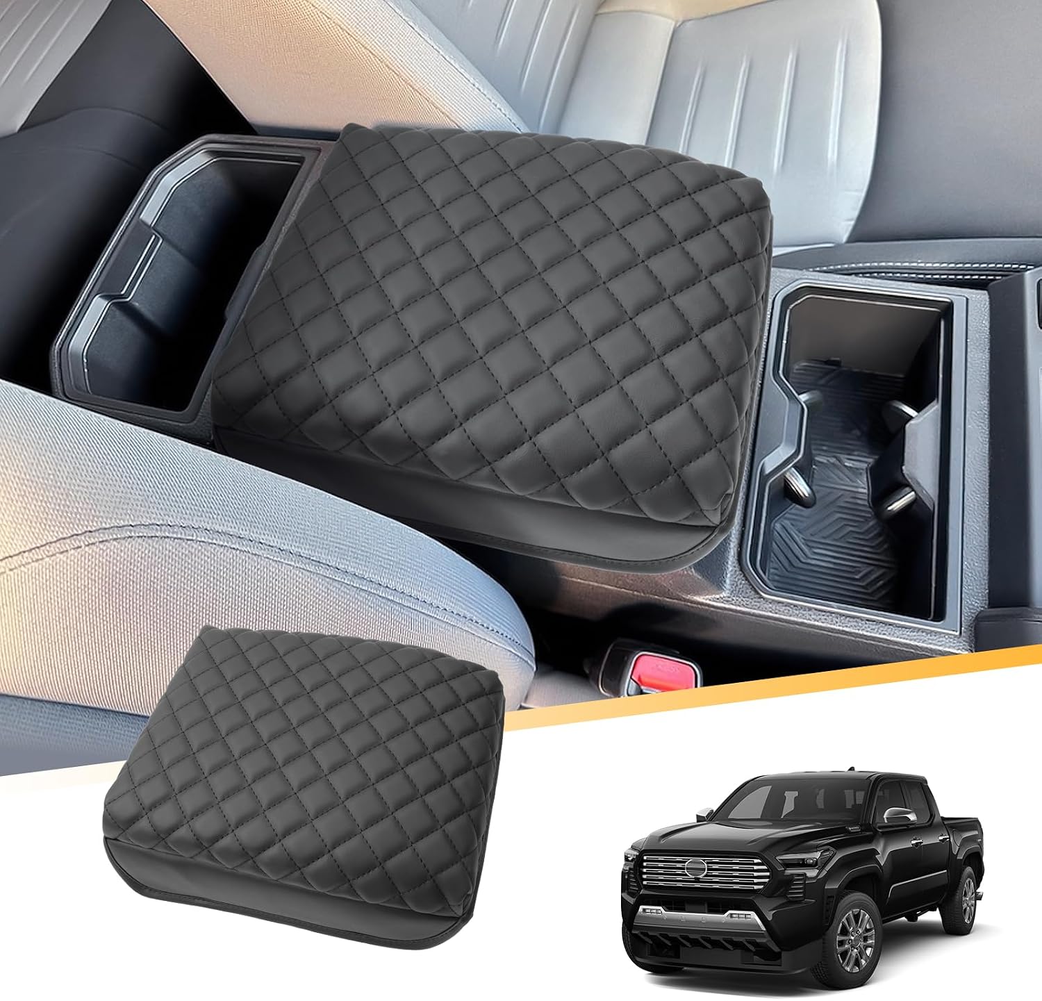 LFOTPP Fit 2024 Tacoma Armrest Cover Tacoma Center Console Cover for 2024 T oyot a Tacoma[Limited/TRD Pro/Trailhunter] Interior 2024 Tacoma Accessories Anti-Scratch Waterproof Black