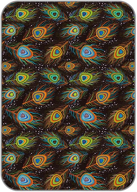 Chickwin Reusable Pee Pads for Dogs, Washable Feather Print Dog Wee Wee Pads Non Slip Potty Pads, Absorbent Puppy Pads for Potty, Crate, Playpen, Bed, Sofa (35"x59"(Pack of 2),Peacock Pattern)