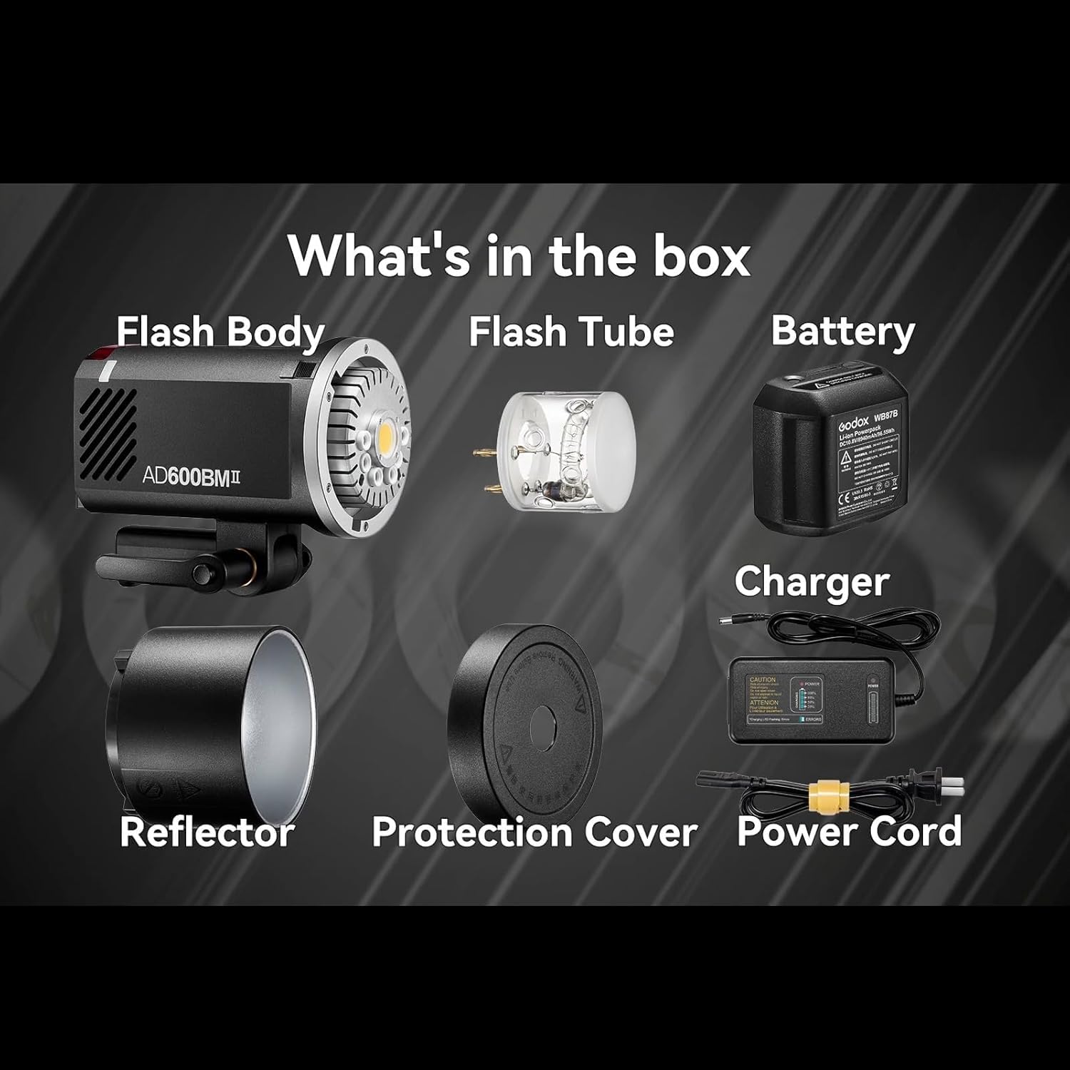 Godox AD600BM II AD600BMII Flash extérieur manuel HSS, 500 flashs à pleine charge, lampe de modélisation LED 40 W, panneaux de commande LED à code couleur, batterie Li-ion 10,8 V/8940 mAh, avec