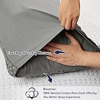 Vista 4 de PHF Juego de 2 fundas de almohada 100 % algodón con diseño de gofre, tamaño estándar, suaves, transpirables y agradables al tacto, fundas