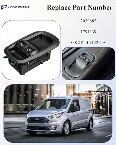 Miniatura 10 de Botón de control de interruptor de ventana de doble puerta delantera izquierda lado del conductor y pasajero compatible con Ford Transit MK8 Custom